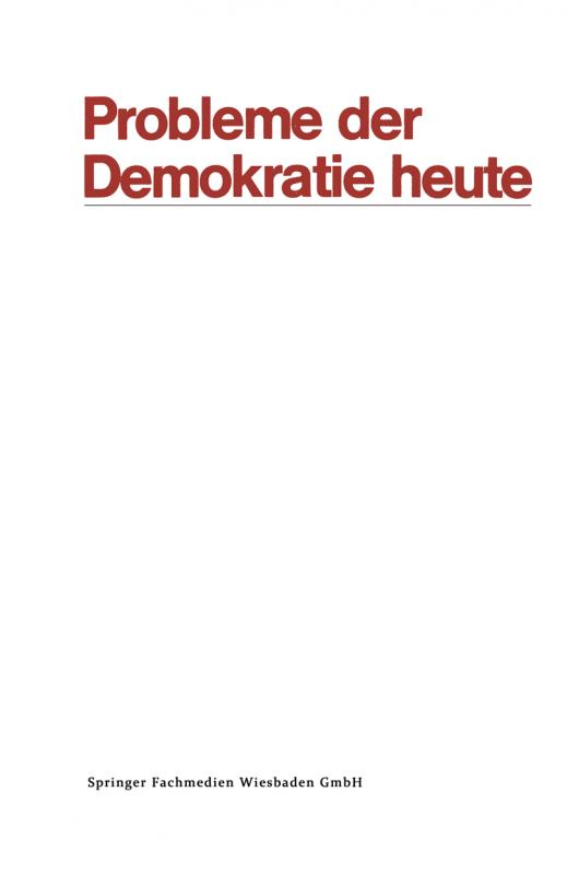 Cover-Bild Probleme der Demokratie heute