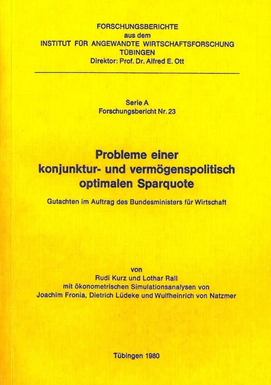 Cover-Bild Probleme einer konjunktur- und vermögenspolitisch optimalen Sparquote