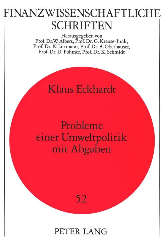 Cover-Bild Probleme einer Umweltpolitik mit Abgaben