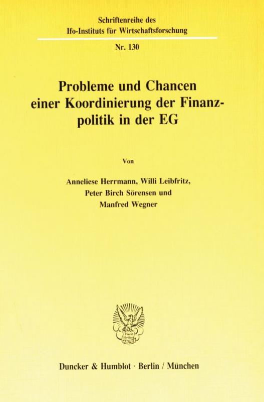 Cover-Bild Probleme und Chancen einer Koordinierung der Finanzpolitik in der EG.