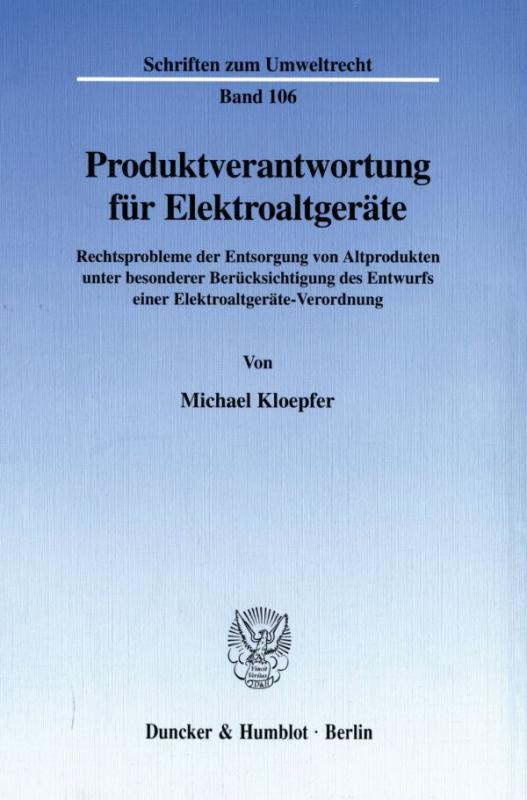 Cover-Bild Produktverantwortung für Elektroaltgeräte.