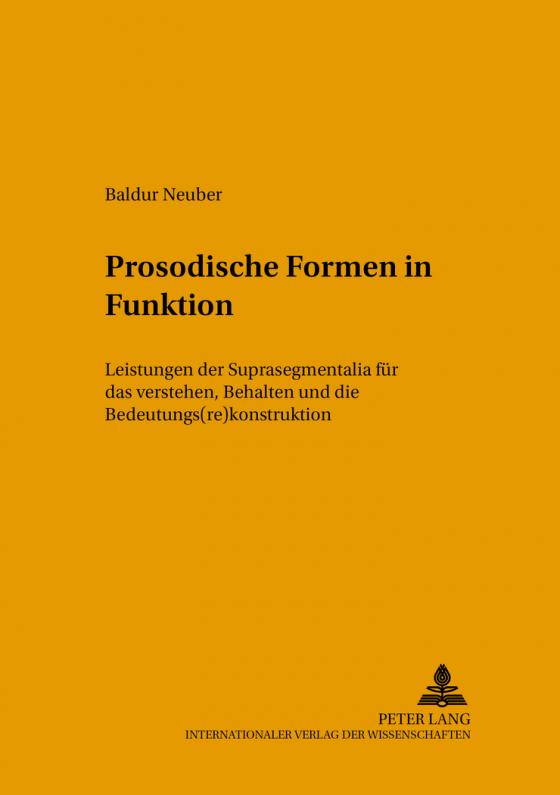 Cover-Bild Prosodische Formen in Funktion