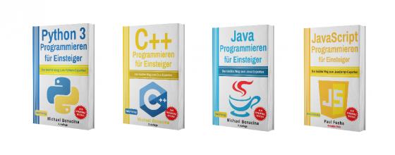 Cover-Bild Python 3 Programmieren für Einsteiger + C++ Programmieren für Einsteiger + Java Programmieren für Einsteiger + JavaScript Programmieren für Einsteiger