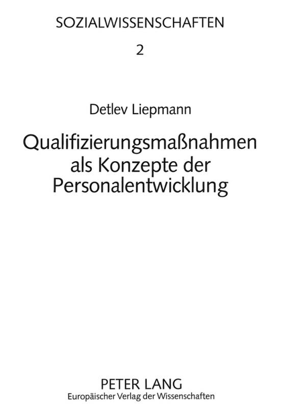 Cover-Bild Qualifizierungsmaßnahmen als Konzepte der Personalentwicklung