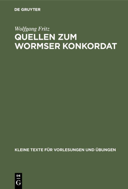 Cover-Bild Quellen zum Wormser Konkordat