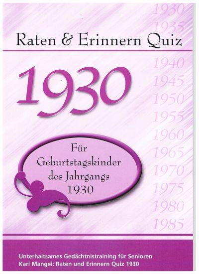 Cover-Bild Raten und Erinnern Quiz 1930