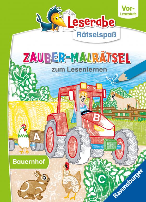 Cover-Bild Ravensburger Leserabe Zauber-Malrätsel zum Lesenlernen: Bauernhof (Vor-Lesestufe), Malen auf Zauberpapier, Rätsel, Lesen lernen Vorschule, Rätselbuch ab 5 Jahre