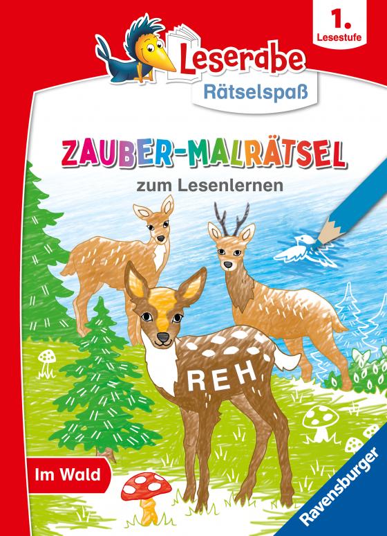 Cover-Bild Ravensburger Leserabe Zauber-Malrätsel zum Lesenlernen: Im Wald (1. Lesestufe), Malen auf Zauberpapier, Rätsel, Lesen lernen Vorschule, Rätselbuch ab 6 Jahre