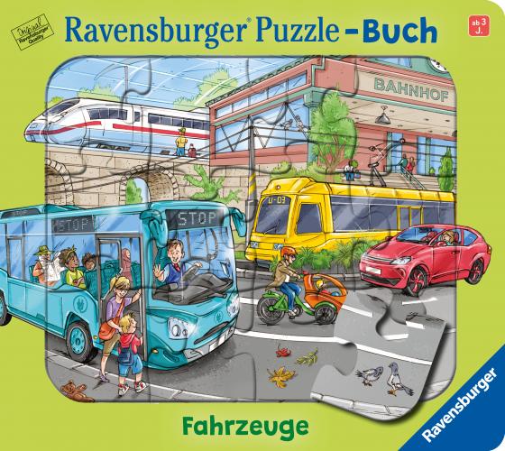 Cover-Bild Ravensburger Puzzle-Buch: Fahrzeuge - Kinderbuch ab 3 Jahren, Puzzle mit 12 Teilen, Spielbuch, Wimmelbuch, Pappbilderbuch