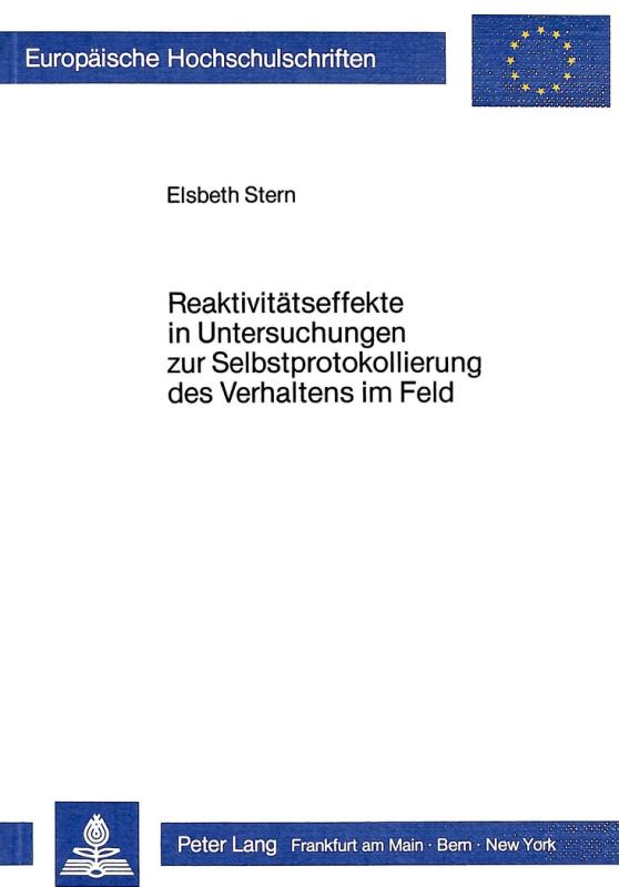 Cover-Bild Reaktivitätseffekte in Untersuchungen zur Selbstprotokollierung des Verhaltens im Feld