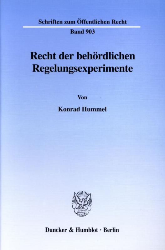 Cover-Bild Recht der behördlichen Regelungsexperimente.