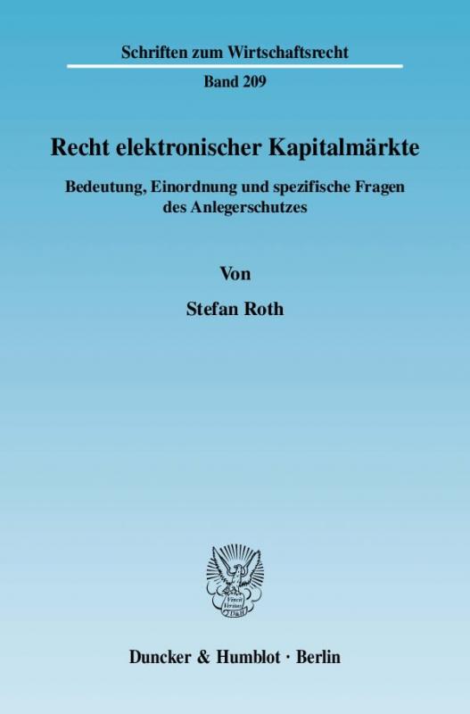 Cover-Bild Recht elektronischer Kapitalmärkte.