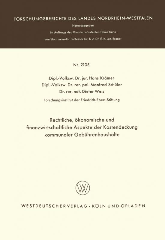 Cover-Bild Rechtliche, ökonomische und finanzwirtschaftliche Aspekte der Kostendeckung kommunaler Gebührenhaushalte