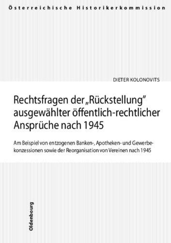 Cover-Bild Rechtsfragen der Rückstellung ausgewählter öffentlich-rechtlicher Ansprüche nach 1945