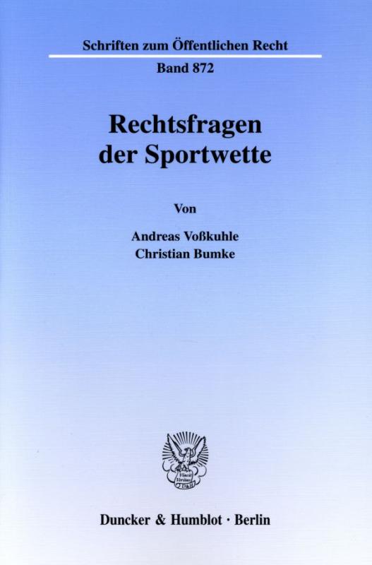 Cover-Bild Rechtsfragen der Sportwette.
