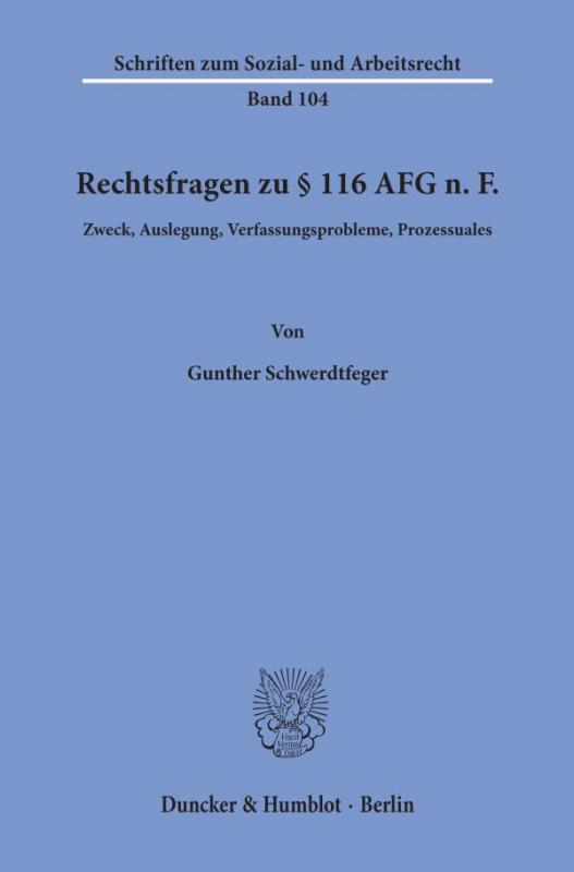 Cover-Bild Rechtsfragen zu § 116 AFG n. F.