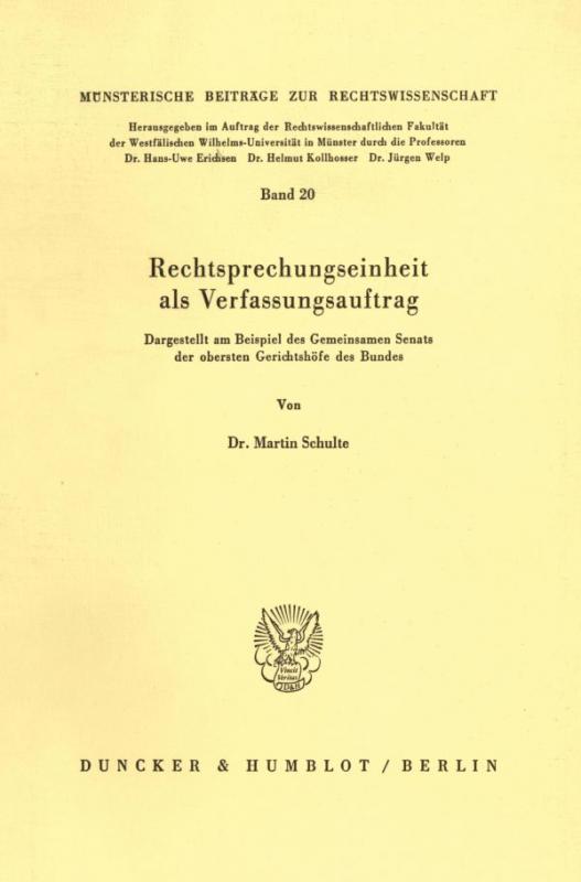 Cover-Bild Rechtsprechungseinheit als Verfassungsauftrag.