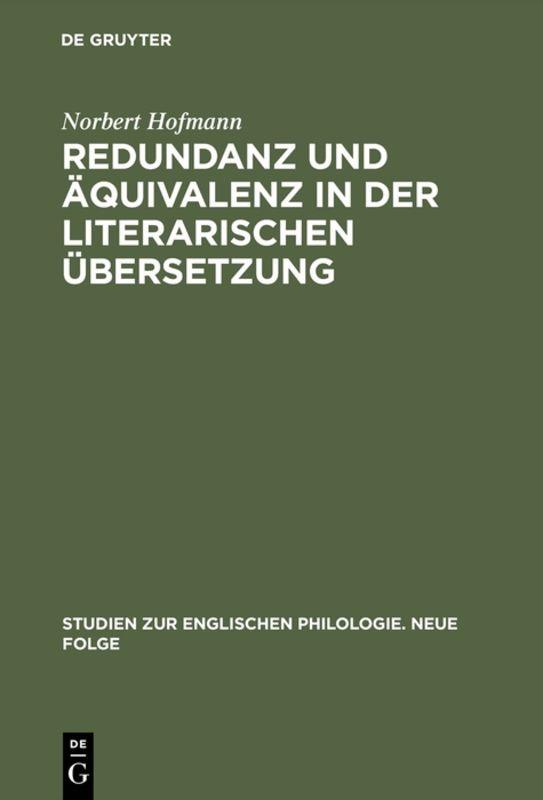 Cover-Bild Redundanz und Äquivalenz in der literarischen Übersetzung