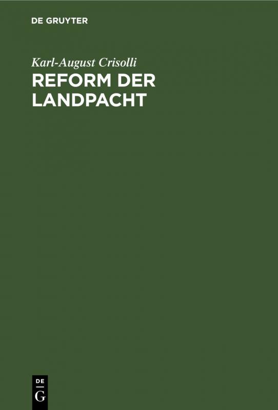 Cover-Bild Reform der Landpacht