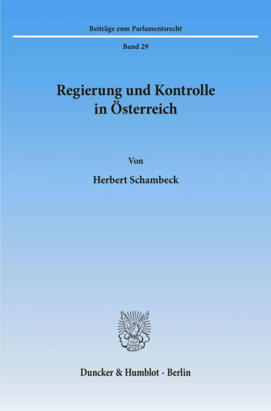 Cover-Bild Regierung und Kontrolle in Österreich.