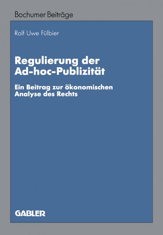 Cover-Bild Regulierung der Ad-hoc-Publizität