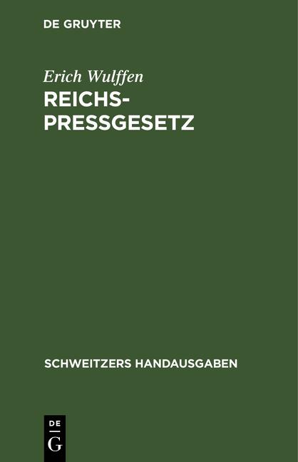 Cover-Bild Reichs-Pressgesetz