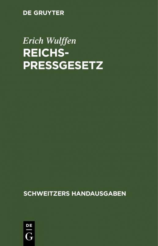 Cover-Bild Reichs-Pressgesetz