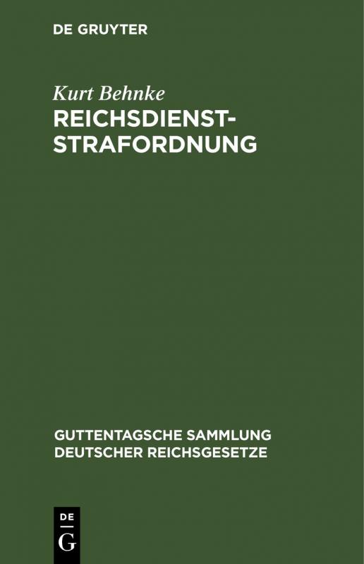 Cover-Bild Reichsdienststrafordnung