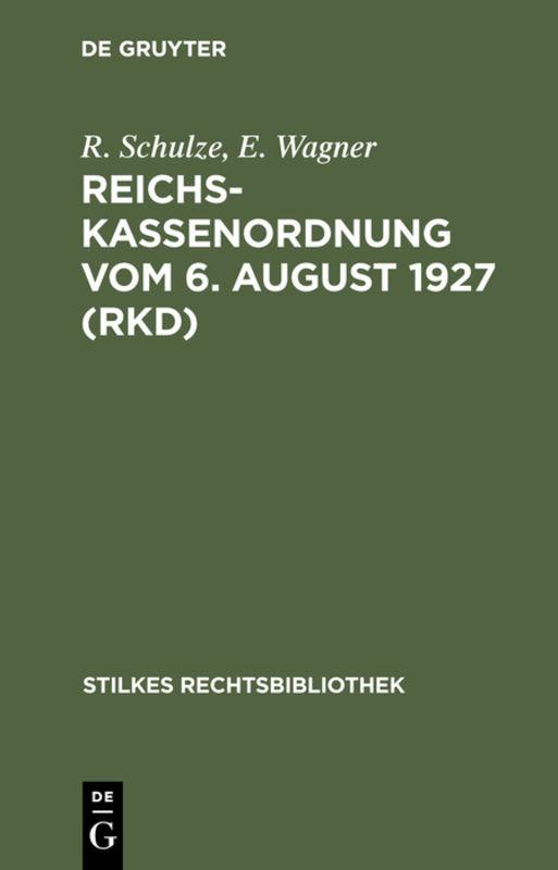 Cover-Bild Reichskassenordnung vom 6. August 1927 (RKD)