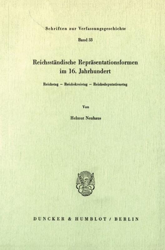 Cover-Bild Reichsständische Repräsentationsformen im 16. Jahrhundert.