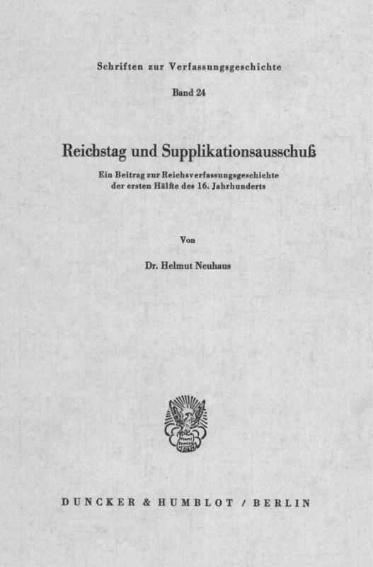 Cover-Bild Reichstag und Supplikationsausschuß.