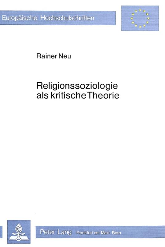 Cover-Bild Religionssoziologie als kritische Theorie