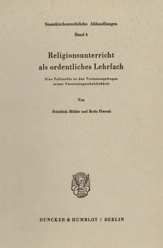 Cover-Bild Religionsunterricht als ordentliches Lehrfach.