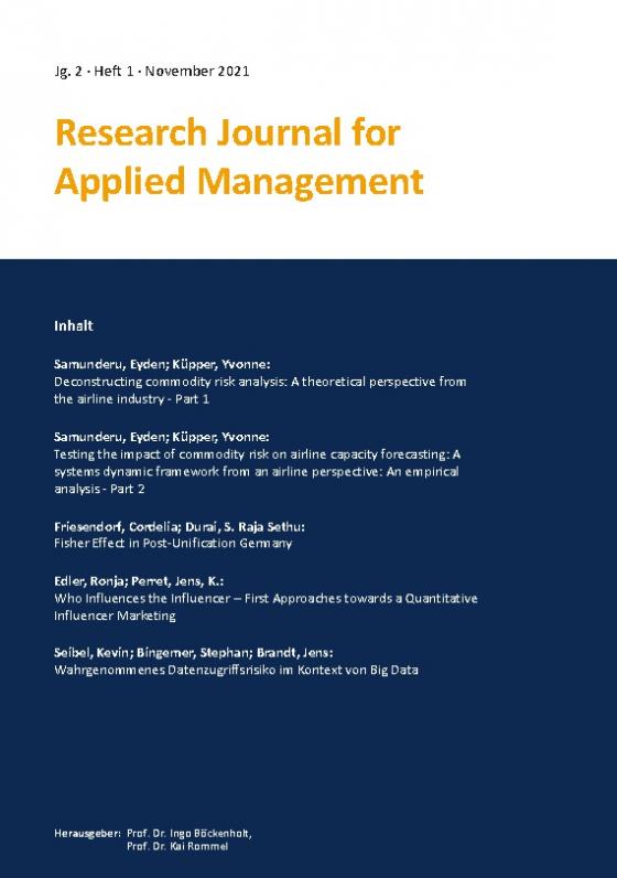 Cover-Bild Research Journal for Applied Management - Jg. 2, Heft 1