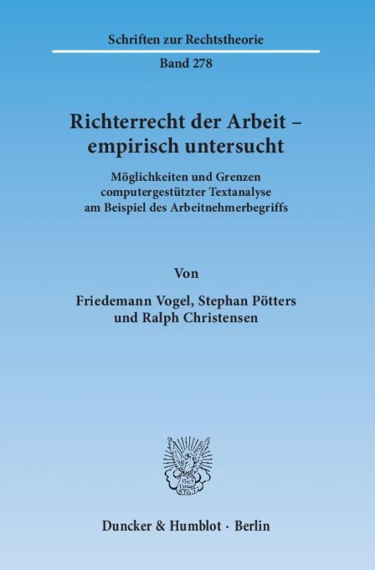 Cover-Bild Richterrecht der Arbeit – empirisch untersucht.