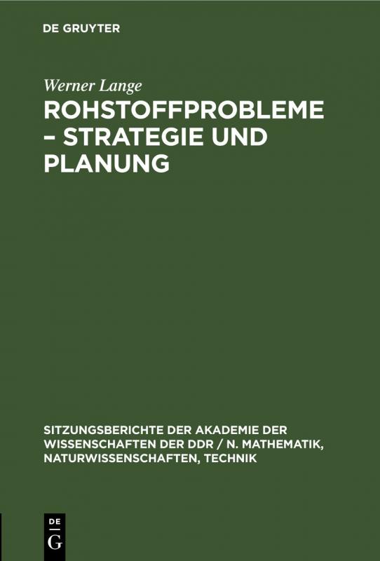 Cover-Bild Rohstoffprobleme – Strategie und Planung