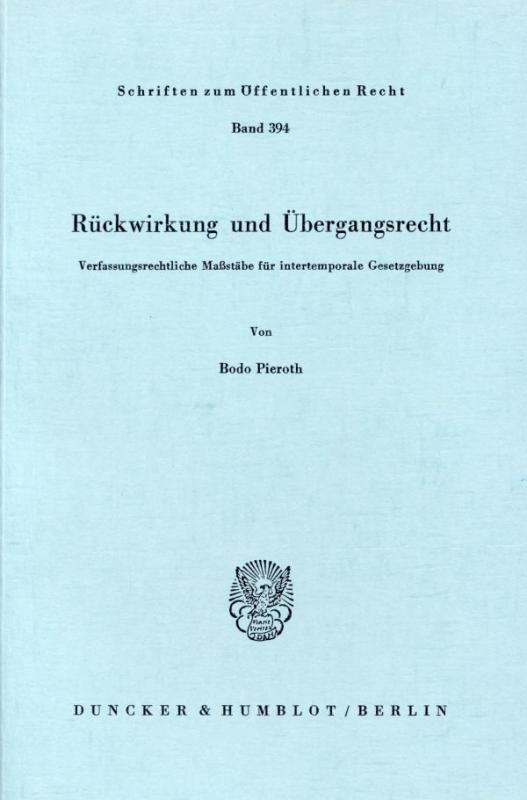 Cover-Bild Rückwirkung und Übergangsrecht.