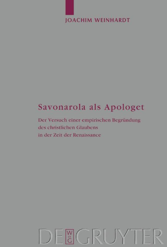 Cover-Bild Savonarola als Apologet