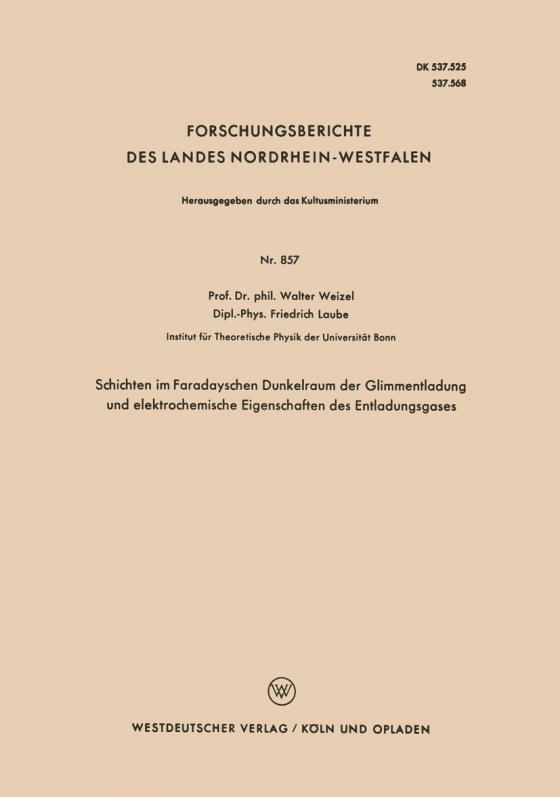 Cover-Bild Schichten im Faradayschen Dunkelraum der Glimmentladung und elektrochemische Eigenschaften des Entladungsgases