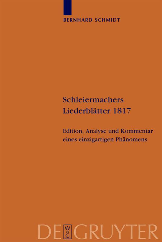 Cover-Bild Schleiermachers Liederblätter 1817