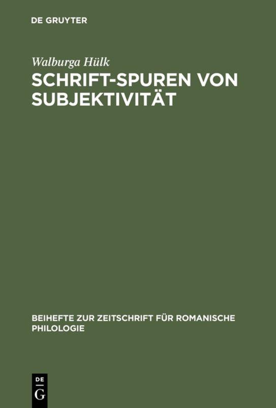 Cover-Bild Schrift-Spuren von Subjektivität