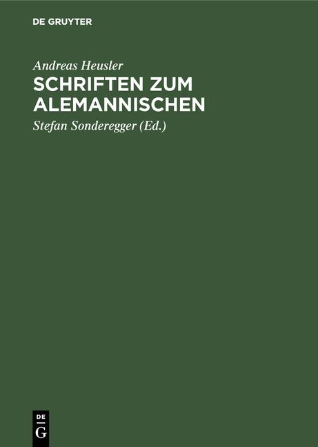 Cover-Bild Schriften zum Alemannischen