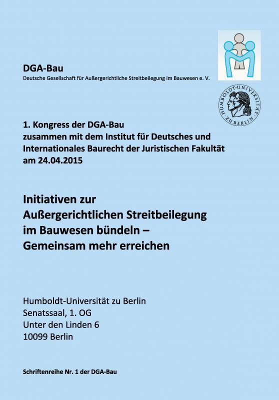 Cover-Bild Schriftenreihe der DGA-Bau Nr. 1