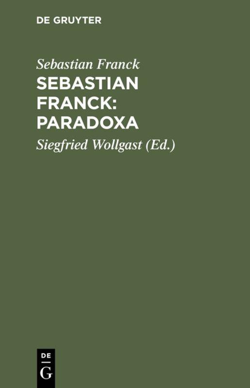 Cover-Bild Sebastian Franck: Paradoxa