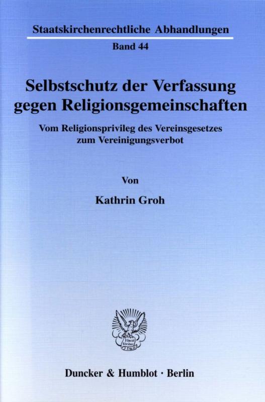 Cover-Bild Selbstschutz der Verfassung gegen Religionsgemeinschaften.