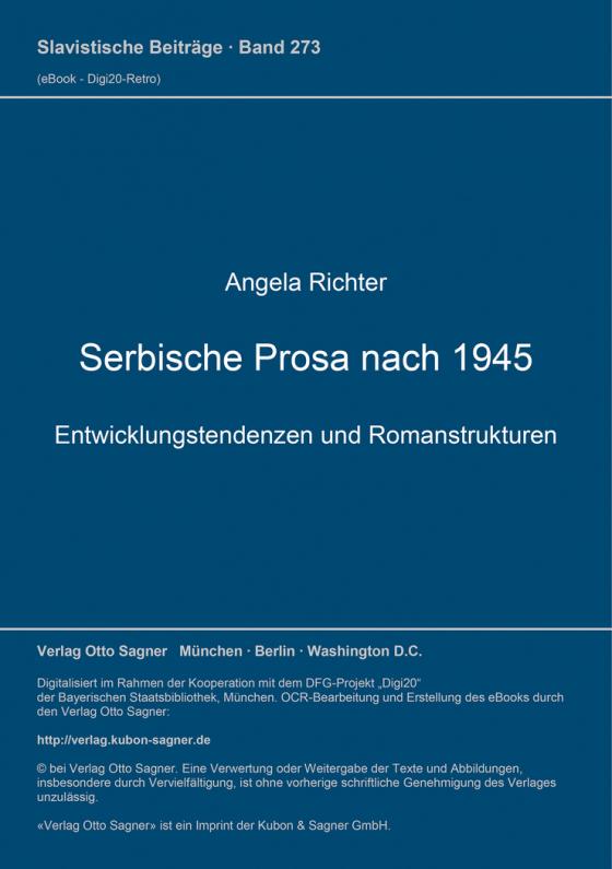 Cover-Bild Serbische Prosa nach 1945