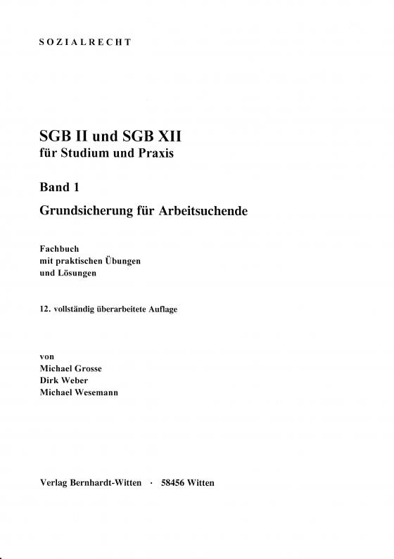 Cover-Bild SGB II und SGB XII für Studium und Praxis, Band 1: Grundsicherung für Arbeitslose
