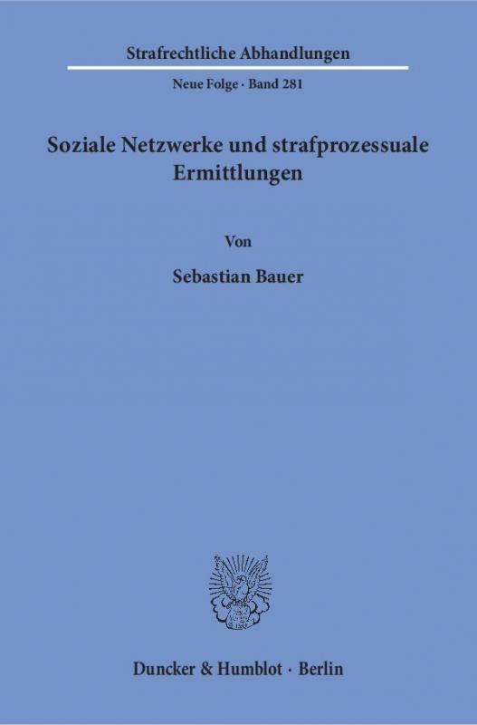 Cover-Bild Soziale Netzwerke und strafprozessuale Ermittlungen.