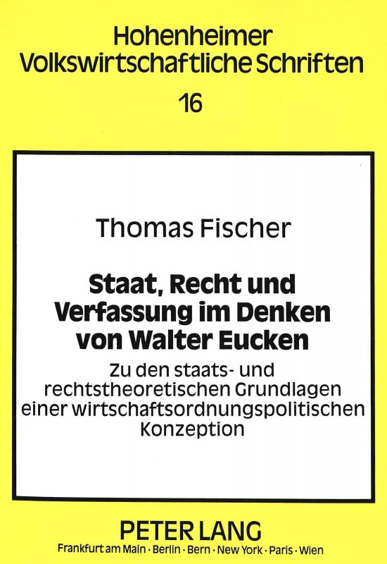 Cover-Bild Staat, Recht und Verfassung im Denken von Walter Eucken