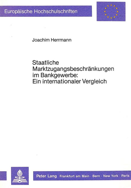 Cover-Bild Staatliche Marktzugangsbeschränkungen im Bankgewerbe: Ein internationaler Vergleich